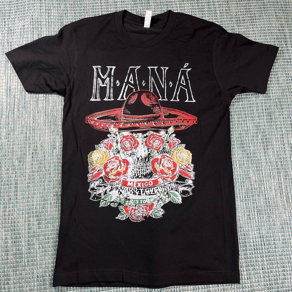 MANA Mexico Lindo Y Querido 2023 Tour Black T Shirt Mens Sz S New